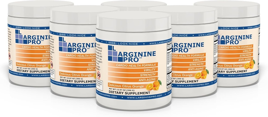 L-ARGININE PRO 5,500mg L-Arginine Plus L-Citrulline 1,100mg 橙色粉饮混合剂,用于增加硝氧化物生产
