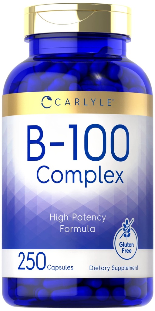 Carlyle B-100 复合维生素 → 250 Capsules → Non-GMO, Gluten 免费补充