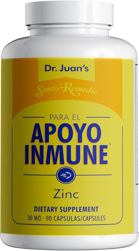 Santo Remedio Zinc,产自锌皮氏剂和葡萄酸二水合物,膳食补充剂,总体支持的基本矿物,每瓶等效至90剂,30毫克,90卡普尔