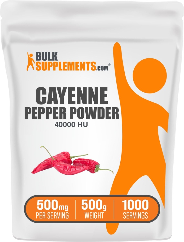 Bulk Assupports.com Cayenne Pepper 40000 HU Powder - Capsaicin Assupposes, Cayenne Pepper Powder - Gluten Free, 每架500mg, 500g (1.1磅) (Pack of 1)