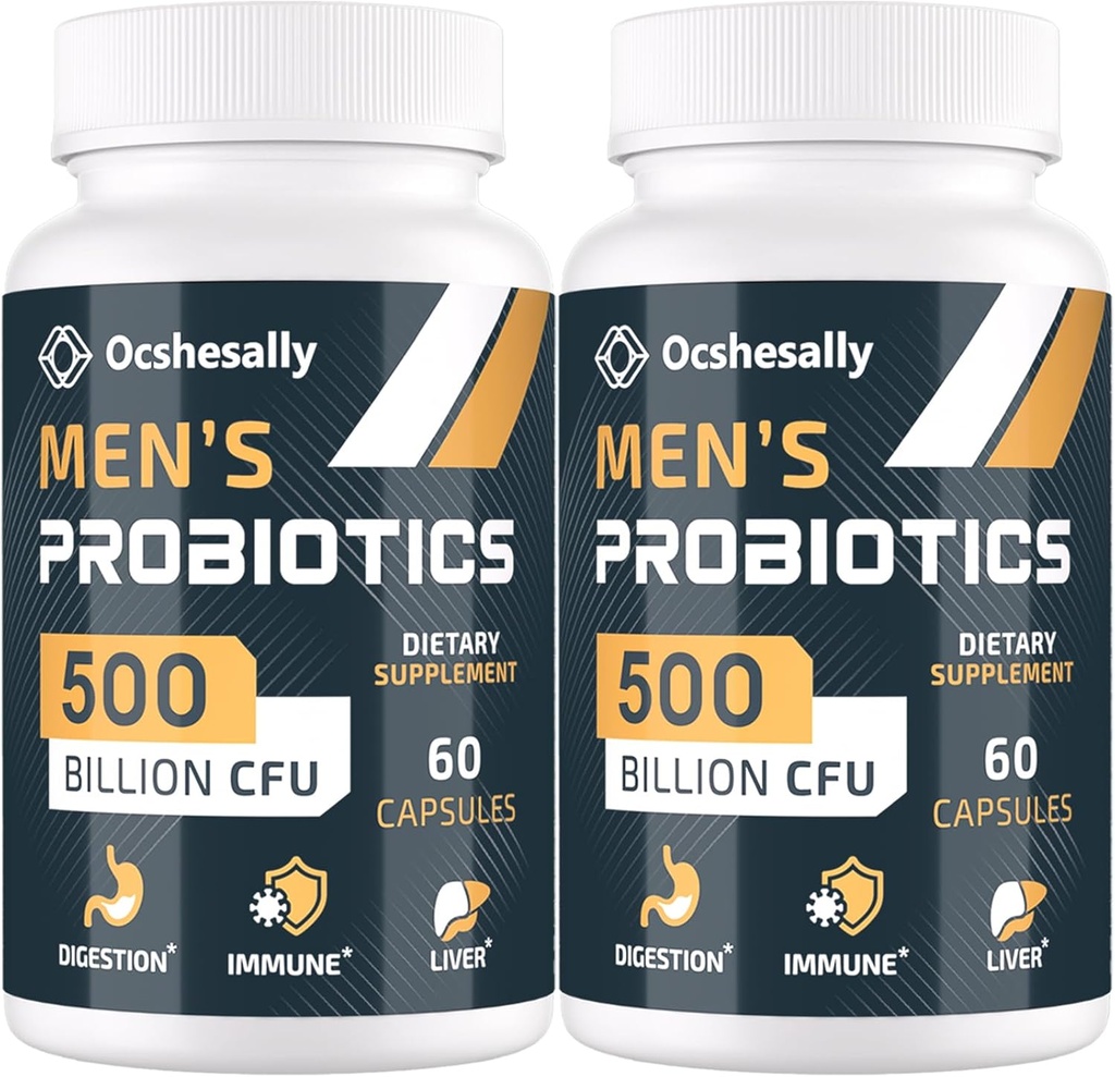 男性的抗生素,500亿CFUs & 12 Strains Mens的抗生素,有Turmeric, Cranberry, Goji - 消化卫生的抗生素, Gut, Imune & Bloating, Prostate & Urinary Tract Health, 120 Capsule