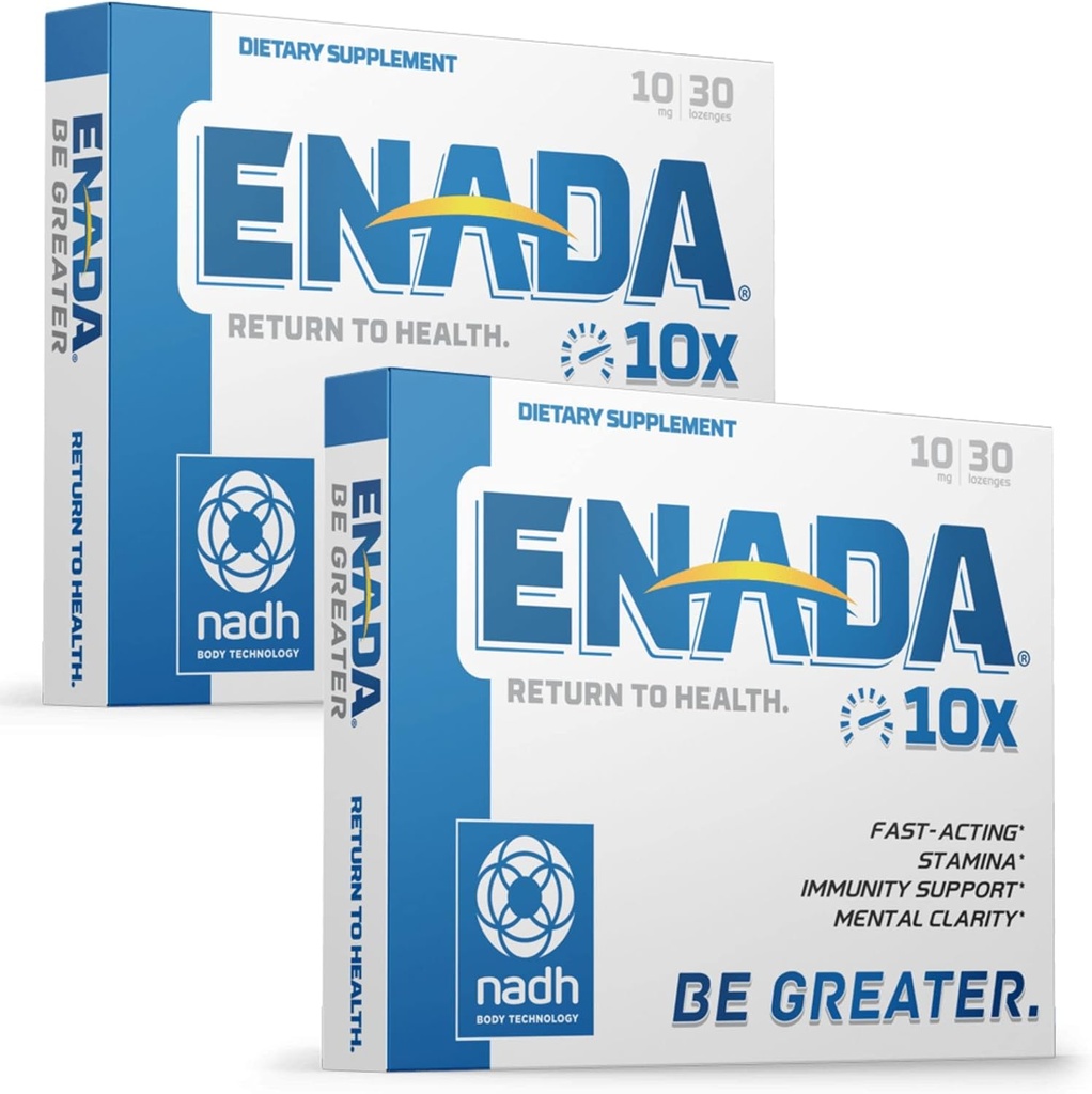 ENADA 10X NADH 补充性活泼生活方式快速动作公式 QQ 天然能量助推器 Great for Jet Lag, Athletic Performance and Stamina and Mental Clarity 60 Lozenges.