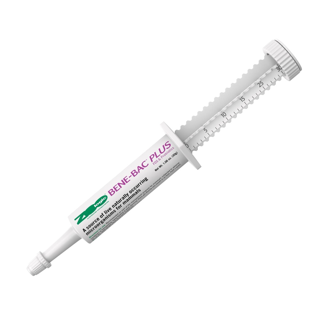 Pet-Ag Zoologic Bene-Bac Plus Mammal Gel - 30 gm Syringe - 狗、猫、外科动物和野生哺乳动物的FOS和亲生药物