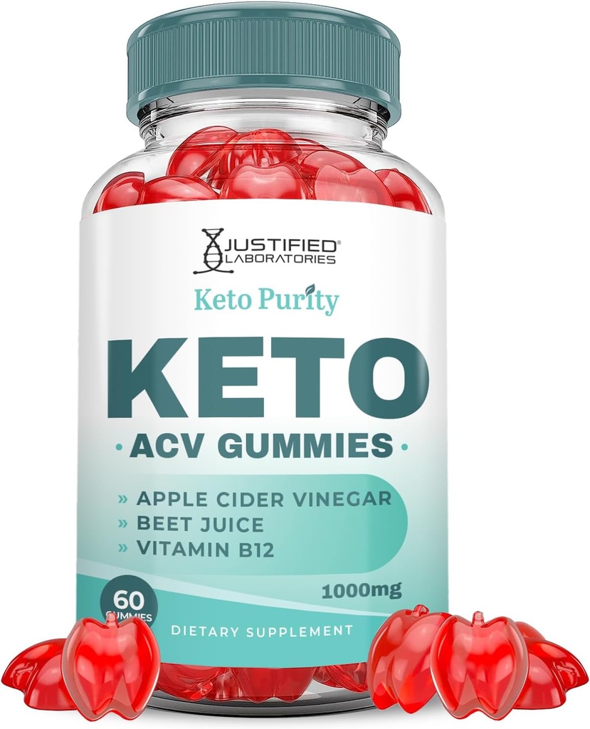 合理实验室 Keto Purity Keto ACV Gummys高级公式 1000MG Keto Puritry Keto Gummys Apple Cider Vinegar 与石榴蜂蜜汁粉 B12 Vegan Non GMO 60 Gummys 共同设计.