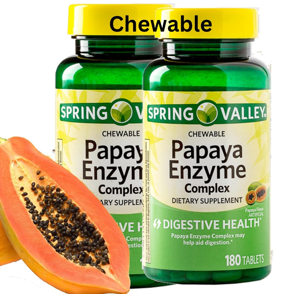 春谷Papaya Enzyme Chewable - 360 Vegan牌匾,布罗姆兰新公式消化剂援助