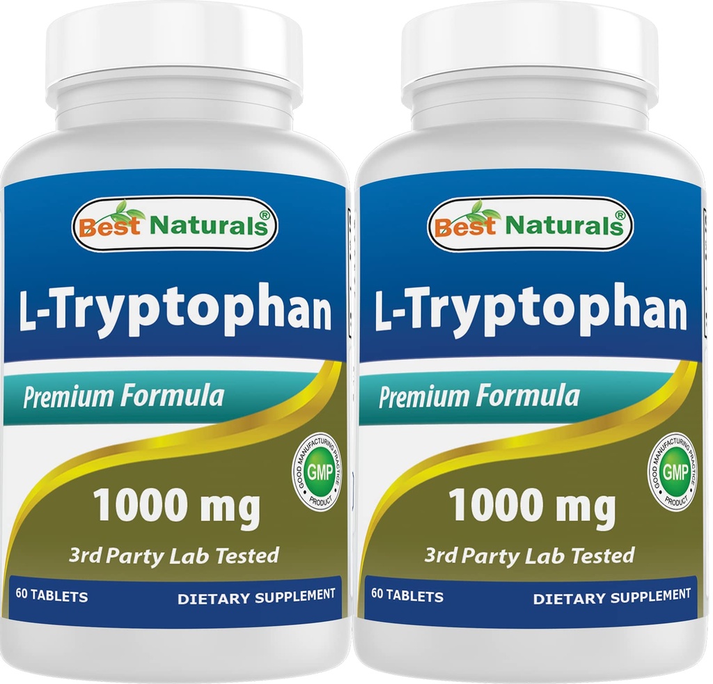 最佳自然 L-Tryptophan 1000 mg 60 片(60个计数(2包))
