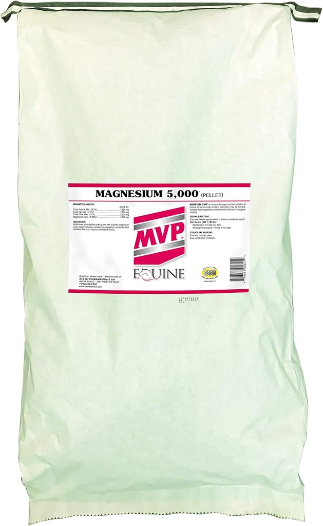 MVP Magnesium 5,000 (50lb Bag) 冷却/金属/马的Muscle函数支持