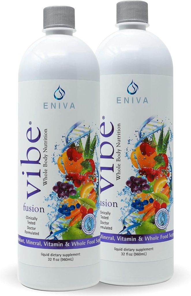 Eniva Vibe Fusion Daily Liquid Multivevitamin and Mineral Supplements Merderberry Zinc VIT C VIT D 能源营养 巧克力樱桃2瓶包装(64 oz)