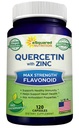 aSquared 营养素 Quercetin 1000mg 配以锌补充剂 - 120 Capsules - 配以黑老莓和锌的Quercetin 二水合物 - 最大强粉复合剂 帮助改善免疫反应
