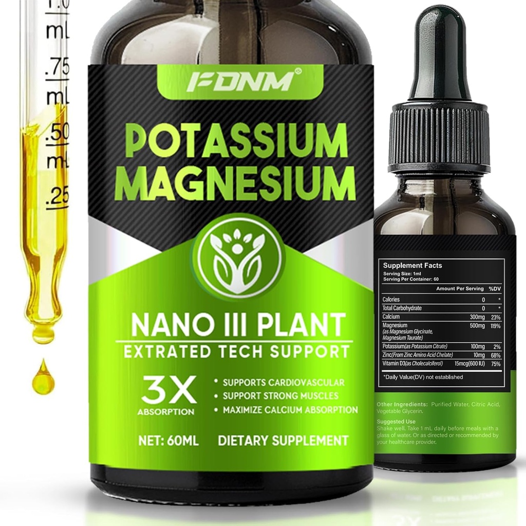 镁酸钾(Potasium Magnesium dropps – 500mg Magnesium Potasium Supplements),高吸附剂(High-Abbassy supplements for Leg Cramps),骨骼和免疫支持与钙,维生素D3和锌