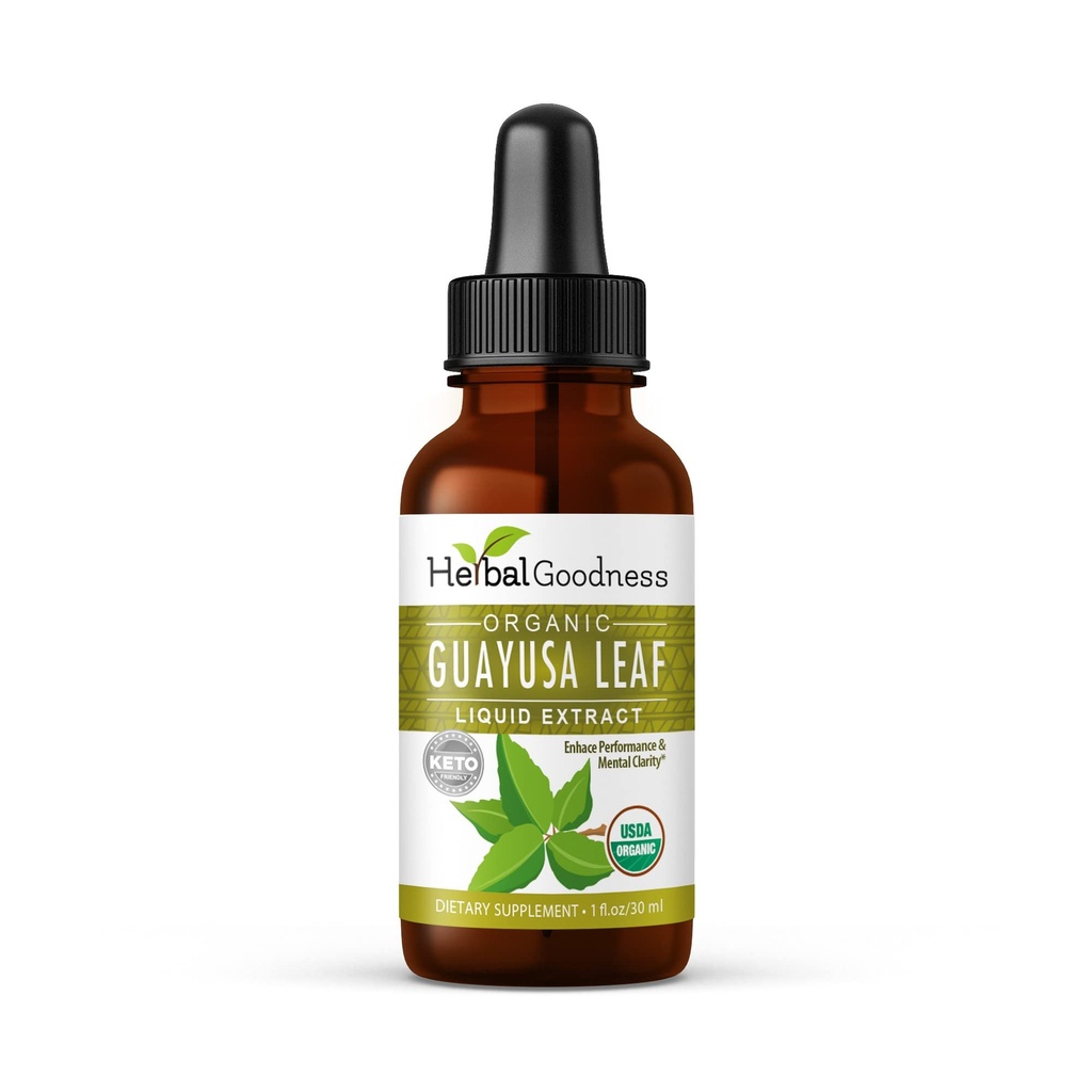 Guayusa Leaf 提取脑聚焦 - 天然咖啡因 Stamina 饮料能源补充,咖啡替代品,压力缓解 - 有机Kosher 1oz瓶 - 草药良性