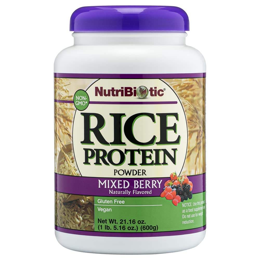 NutriBiotic – Mixed Berry Rice Protein, 1 Lb 5 Oz (600g) | Low Carb, Keto-Friendly, Vegan, Raw Protein Powder | Grown & Processed Without Chemicals, GMOs or Gluten | Easy to Digest & Nutrient-Rich