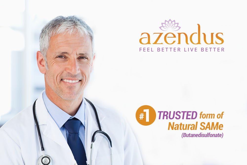 Azendus Natural SAM-e for Liver Health 60 Count, 200mg, 1 推荐形式,纯度,自然,稳定,药品级,快速吸收