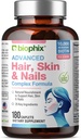 Biophix 毛皮和钉子综合体 180 卡普列斯 10 000 mcg Biotin - 多维塔明 支持坚固的钉子 美丽的头发健康老化