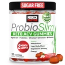 力因子ProbioSlim Keto ACV代谢Gummys,有机苹果苹果苹果苹果苹果苹果葡萄酒Vinegar,LactoSpore Probiotics & Prebiotics 支持消化,精益体质, & Immune Health, Apple Flavor, 1 Carb, 120ct