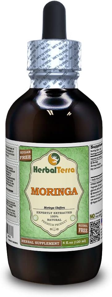 莫林加(英语:Moringa Oleifera) 甘油脂,有机干叶无酒精粉状液体提取物(Brand name:Herbalterra, Proudly made in USA) 4 fl.oz (120 ml) 甘油脂(英语: