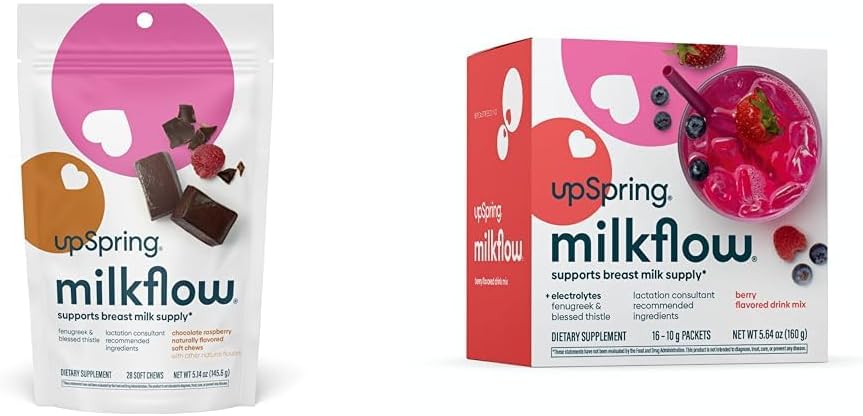 UpSpring Milkflow, 配有Fenugreek & Blessed Tetle的母乳喂养补充品 乳液补充剂 支持母乳供应