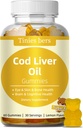 Cod Liver Oil Gummys 1000mg,成人和孩子无糖,Omega-3s和维生素A&D用于大脑,认知,心脏和眼睛,骨质健康,Gluten Free,非转基因生物,Pectin,60