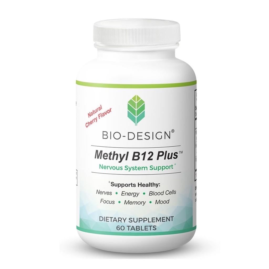 甲基B12,5000mcg + Folate 补充剂 - Methycobalamin, L-Methylfolate - 甲基化和生物可用性 - 支持健康神经系统、能源代谢和脑健康 - 60片