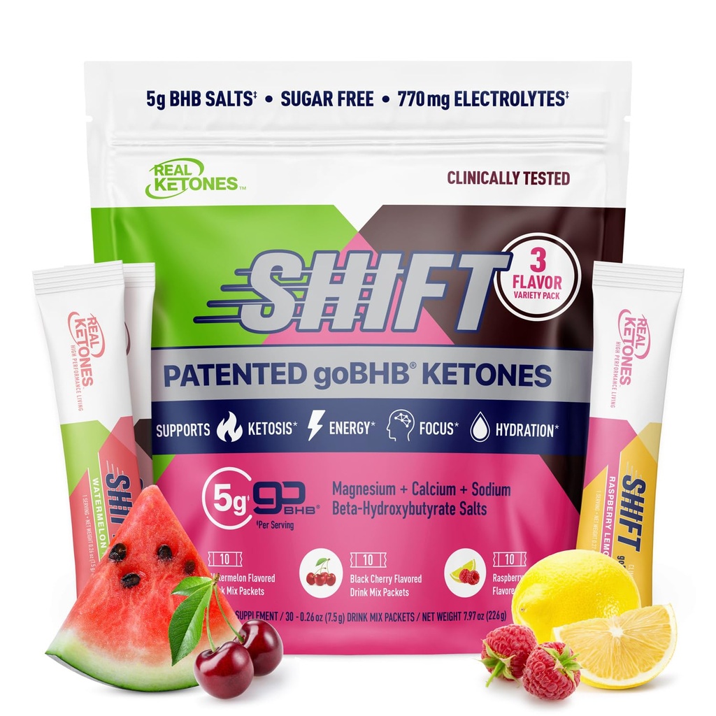 真正的 Ketones BHB 外源 Ketones 饮用 Mix Packets Keto 电解片 Powder Packets 无糖 配有 4 主快速电解片 Plus 水解 专利的 Keto BHB - 30 Counter Variety Pack