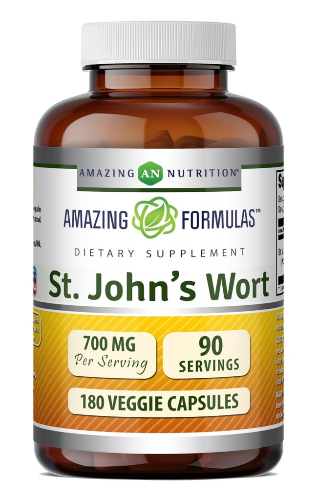 (原始内容存档于2018-09-29) (英语). Amazing Formures St. John's Wort Supplements (Hypericum Perforatum Extract) – $700 Mg / service – Veggie Capsules – Gluten Free – NO-GMO – – 制造于美国(1 Pack – 180 Count).