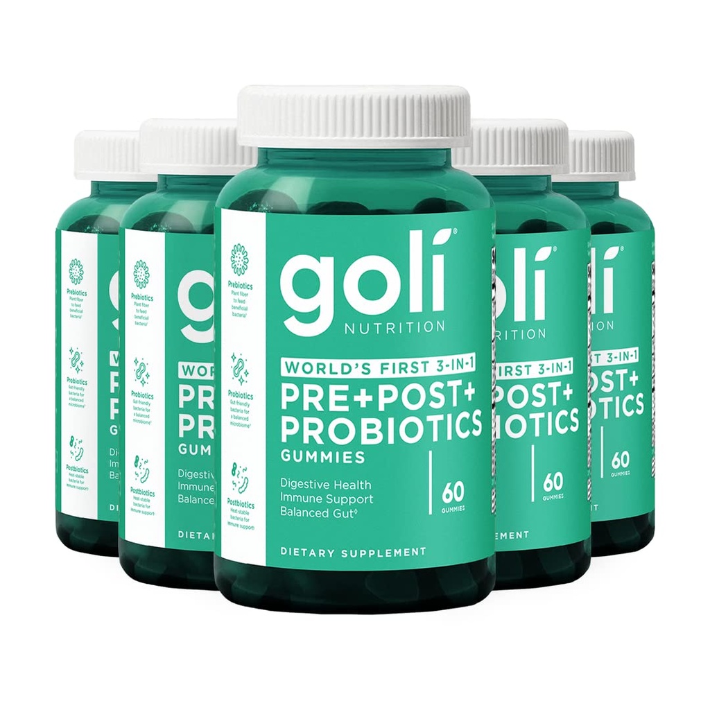 Goli营养补充剂 Pre+Post+Probiotics Gummy - 300 Counter - World's First 3-in-1 Gluten - Free, Vegan, Non-GMO, and Gelatin - Free.