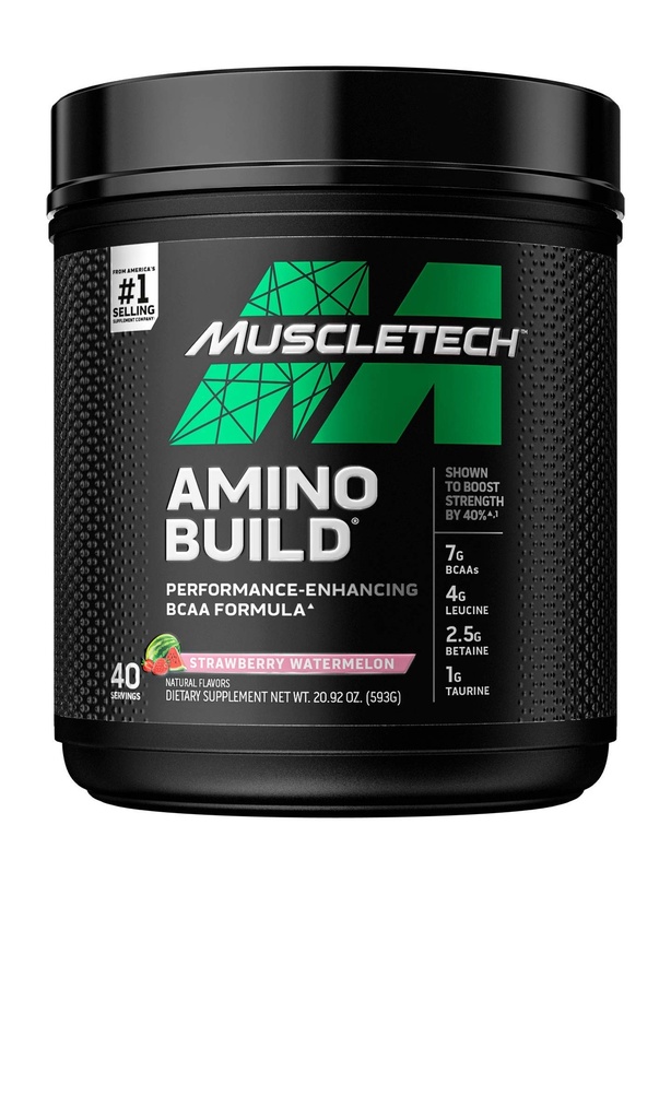 含有Whei Isolate、Peptides、BCAAs和电解质的肌肉技术Whey蛋白粉和BCAA 氨基酸粉建构公式(4英镑,40枚)