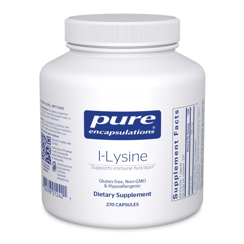 纯封装 L-Lysine - 基本氨基酸补充 免疫支持和固醇, Lip Health * - 与 L-Lysine HCl - 270 Capsules