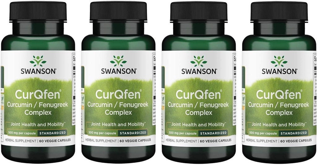 Swanson 控制释放 Curqfen Curcumin/Fenugreek 综合体 60 Veg Capsules(4包)