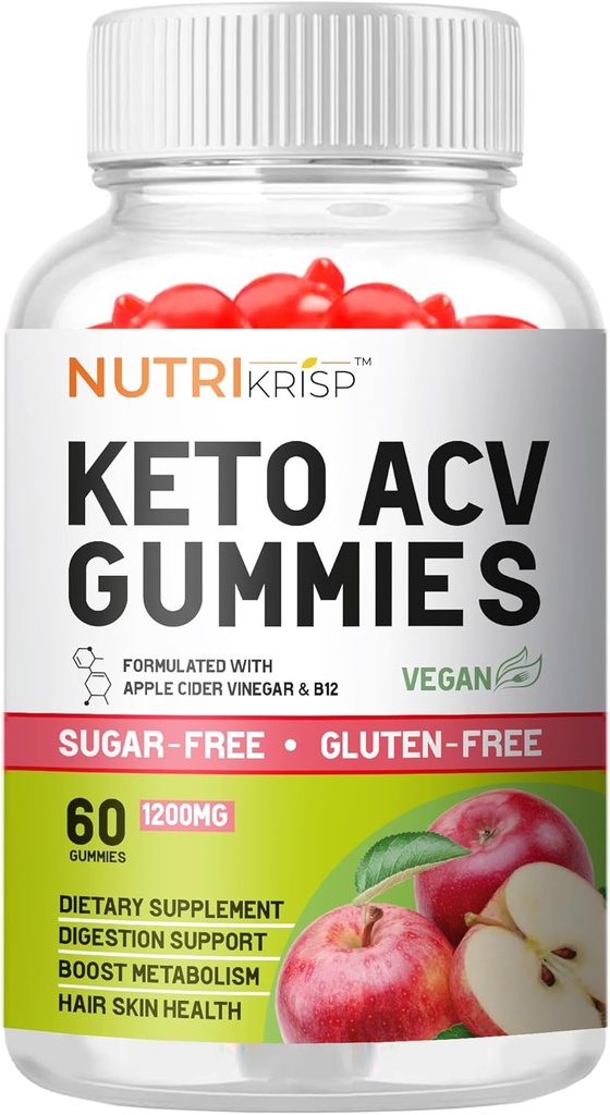 Keto ACV Gummys 高级体重损失和快速贝利脂肪燃烧 - 无糖Gluten 自由 超级苹果苹果苹果苹果苹果酒 葡萄酒 男子女性饮食补充(1200MG)