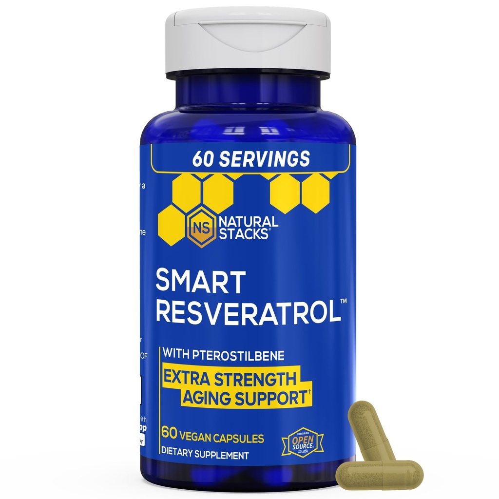 Resveratrol 补编 - 250mg Trans-Resveratrol & 10mg Trans-Pterostilbene - 抗氧化剂补编 200mg 红酒提取 - 额外力量老化支持 - 60 日本 Knotweed Capsules