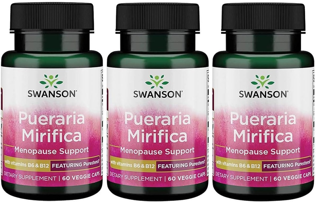 Swanson Pueraria Mirifica 配有 B6 ' &' B12 - 装配纯醇 60 Veg Caps 3 Pack