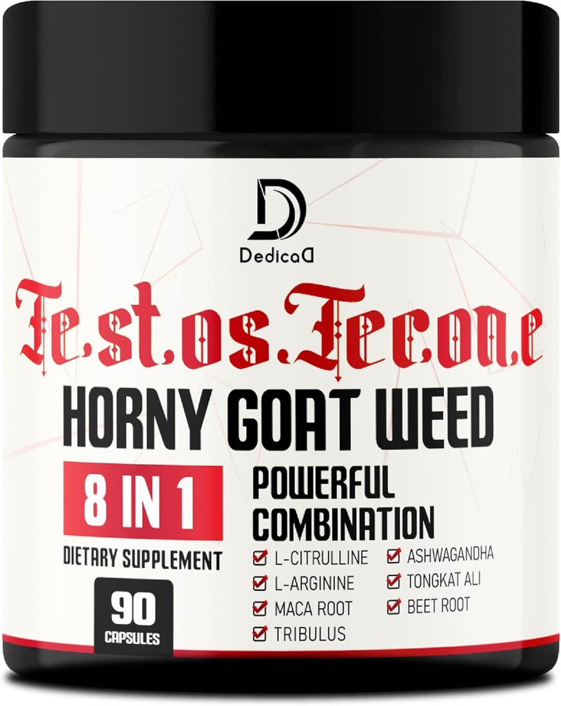 90 Capsules - 8in1 Horny Goat Weed for Men, Tribulus Terrestris, L-Arginine, Maca Root, Tongkat Ali, Beet Root - 能量锻炼肌肉强度支持