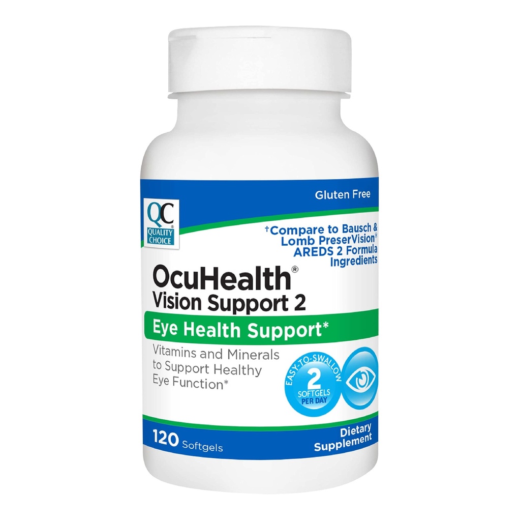 质量选择 Ocuhealth,眼部健康任务支助 2 维生素和矿物补充软胶,120 瓶