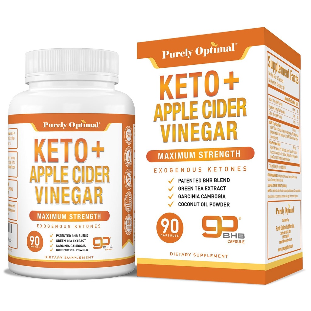 纯顶端 Keto BHB & Apple 苹果苹果 维那加 Capsules - 外源 Ketones 补充 支持 Ketosis 的母亲 健康生活方式和整体福祉 - 90 Capsules