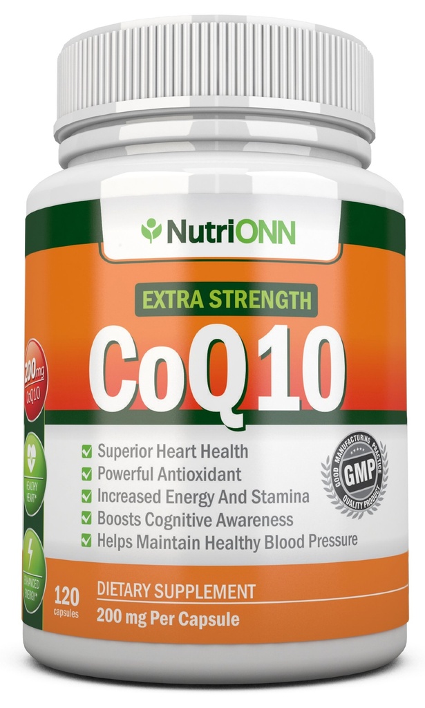 CoQ10 200mg(双强),120 Capsules - 高吸收共聚体 Q10 - 科学证明的超强CoQ10 Ubiquinone - 4个月供应