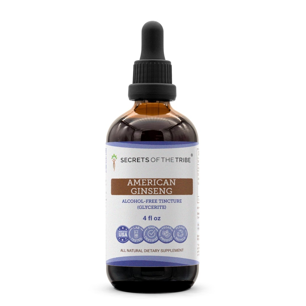 (原始内容存档于2019-03-21) (英语). Secrets of the Trible American Ginseng Tincture - 无酒精提取, Farm Grown American Ginseng (Panax Quinquefolius) 干根丁丁丁丁补充剂(4 FL OZ).