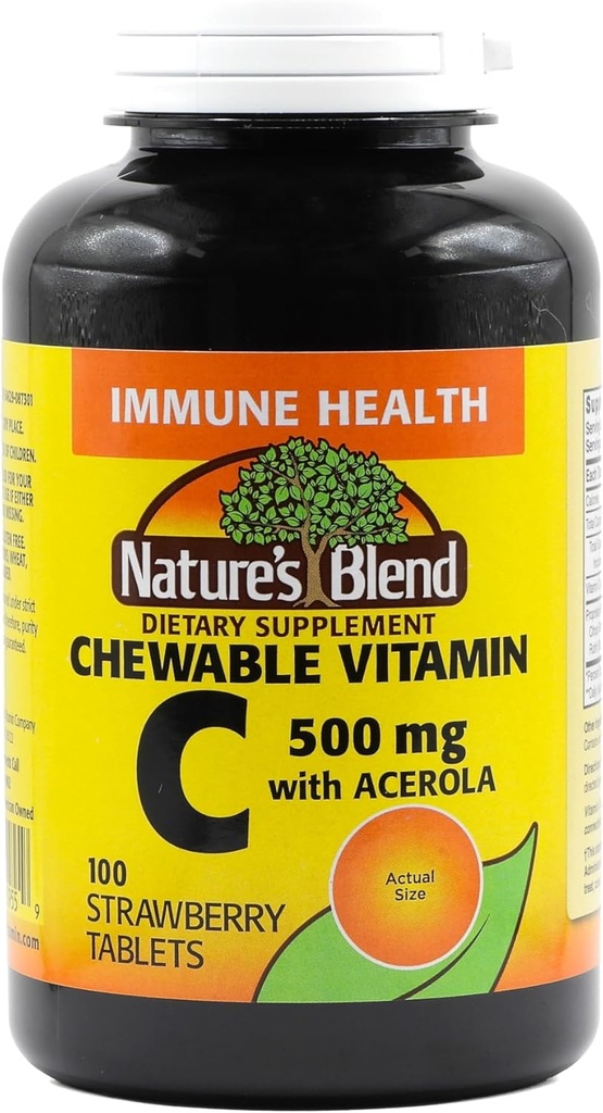 大自然的混合维生素C Chewable Acerola,草莓500毫克100片