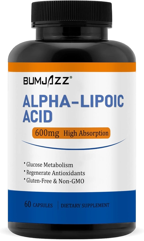 Alpha Lipoic Acid 600mg, 帮助支持葡萄糖代谢和再生抗氧化剂 非GMO - Gluten Free - Soy Free - 60 Counter