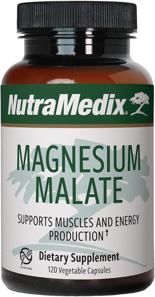 NutraMedix Magnesium Malate - Bone健康,联合和肌肉支持 - 强化吸收 - 能源支持补充 - 可能帮助维生素D吸收(120个植物卡普尔)