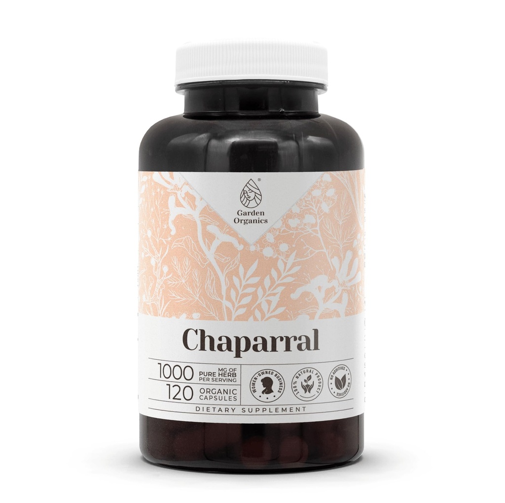 Chaparral 120 Capsules QQ 高概率草药膳食补充剂 配蔬菜 Capsules 和 Chaparral (Larrea tridentata) 干叶和花(120个计数)