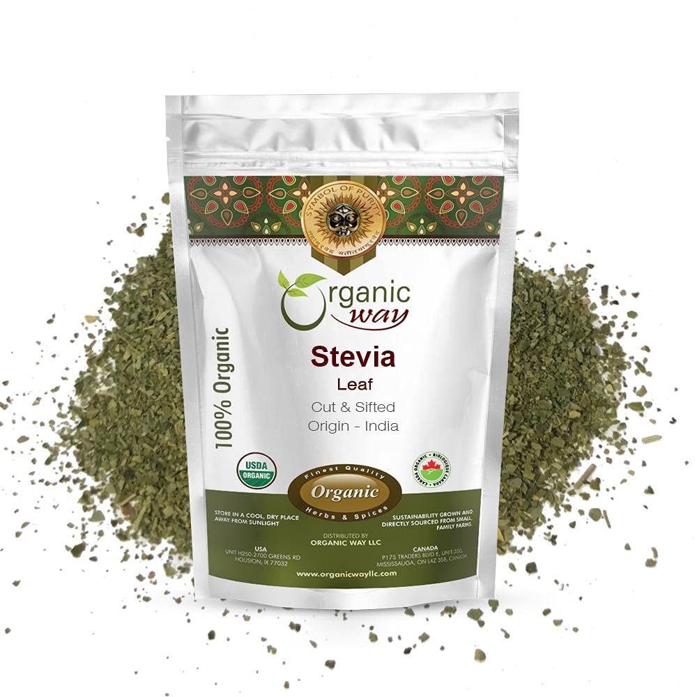 有机途径 Stevia Leaf Cut & Sifted (Stevia Rebaudiana) - Kosher & USDA 认证 QQ Non-GMO & Gluten Free QQ 天然甜品 100% Raw from India (1/2LBS / 8Oz)
