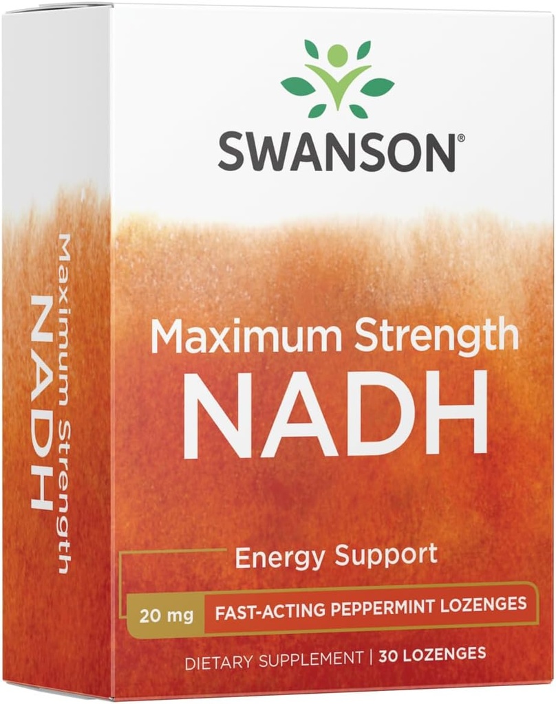 Swanson 最大力量 NADH - 快速行动辣椒薄荷Lozenges促进脑健康与能量支持 - 维生素 B3 复合酶 帮助对抗胖子 - (30片,每片20mg) 1 Pack