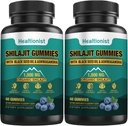 2 Packs 1000 MG Shilajit Summies 配有 85+ Trace 矿物,富尔维奇酸,纯有机 Shilajit 喜马拉雅 Gummy for Men and Women, Energy, Brain, 豁免 Suport - 120 Counts