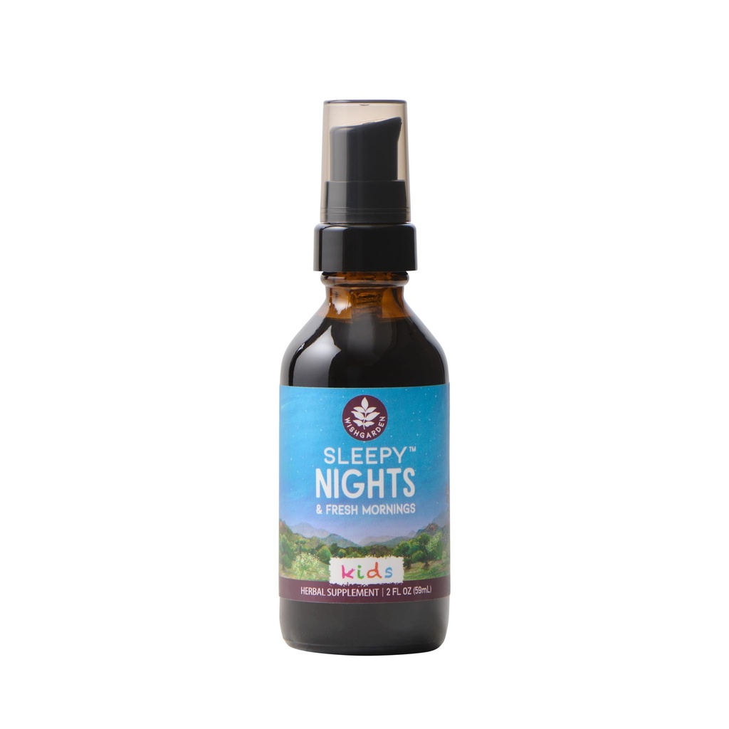 WishGarden Herbs Sleepy Nights for Kids - 全天然草药睡眠援助 无梅拉托宁的叮当,有机睡眠补充品 Passionflower & Sculllcap, 支持安全和休息的深睡, 2oz
