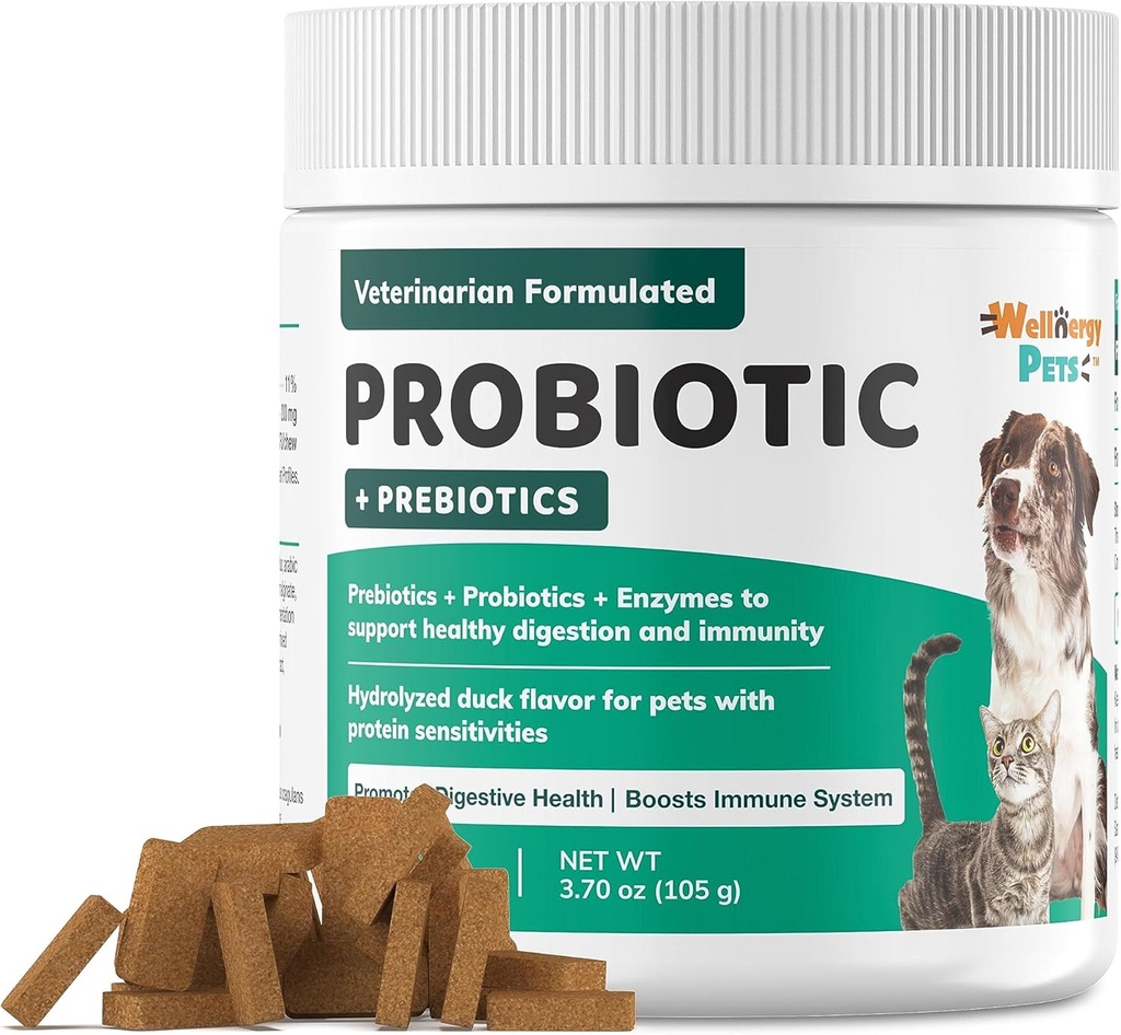 健康能量日报 Probiotic & Prebiotics Soft Chew for Dogs & Cats - 对痢疾,便秘,倒胃,消化和气体的消化支持 - 帮助消化,过敏皮肤和免疫健康70ct
