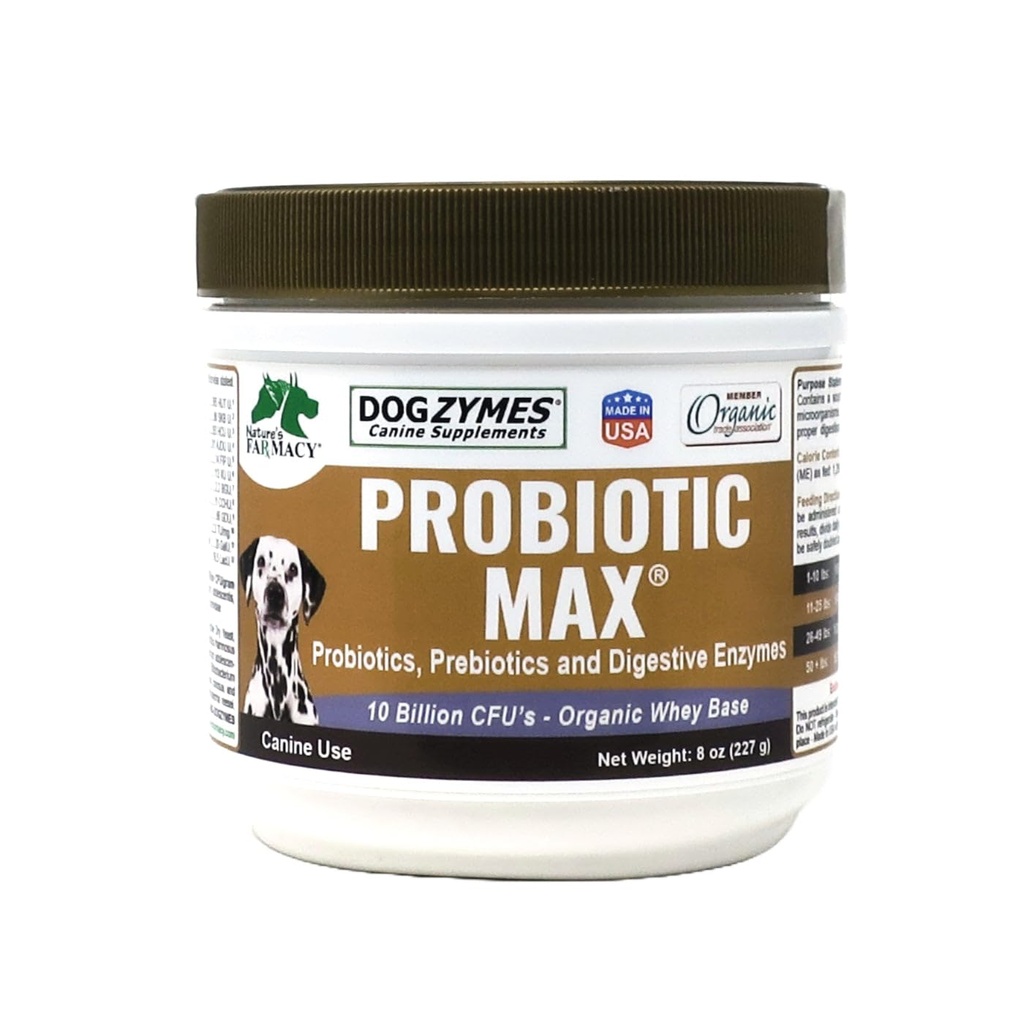 Dogzyms Probiotic Max - 10亿 CPU的Probiotics, Prebiotics, 消化酶 - (8 Ounce).