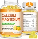 含有维生素D3和K2的镁锌酸钙,高吸收性镁甘油钾用于Immune和Calm Mood,Vegan Mango和Pineapple Flamies 120 Gummys