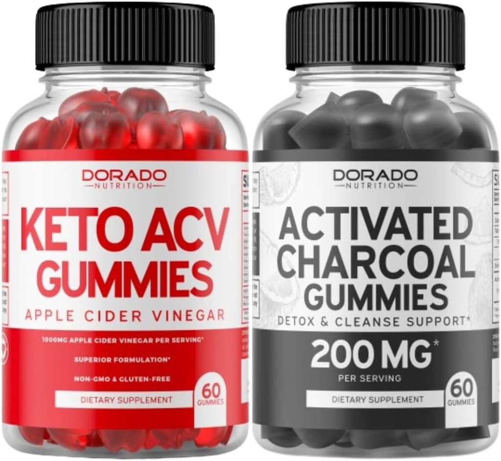 Keto ACV Gummys (60 Counter) 高级体重损失公式和激活的炭胶(60 Counter) 健康解毒和清洁支持 - 由有机椰壳-非转基因生物,维根和美国制造