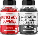 Keto ACV Gummys (60 Counter) 高级体重损失公式和激活的炭胶(60 Counter) 健康解毒和清洁支持 - 由有机椰壳-非转基因生物,维根和美国制造